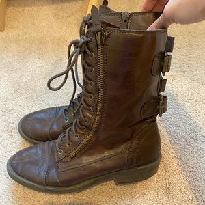 Brown Leather Combat Boots